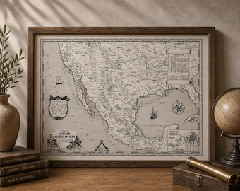 Hand Drawn Mexican American War Map Print • Military History Fine Art