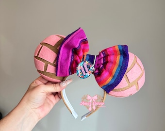 Pan Dulce Conchitas Ears Headband with Sarape Bow