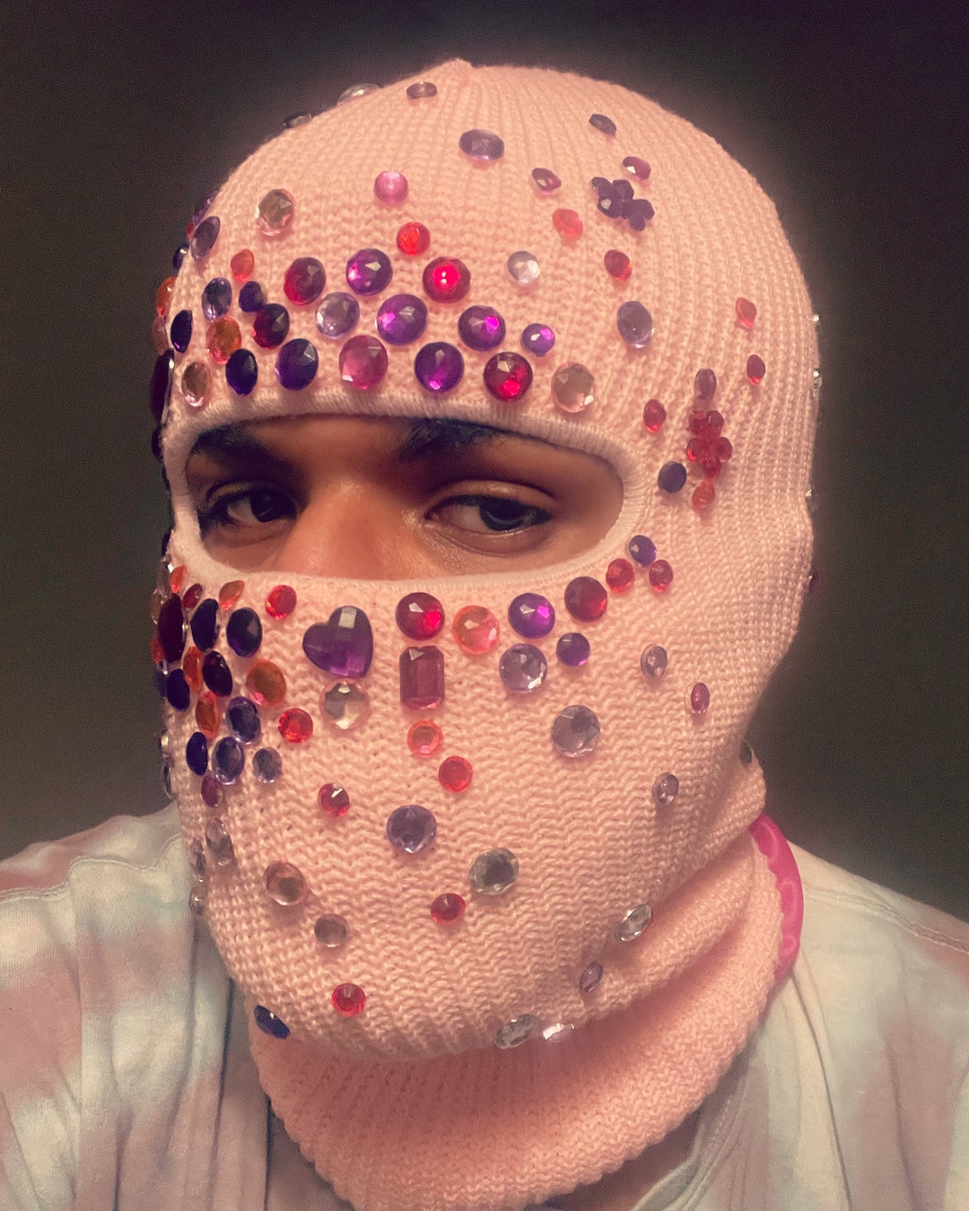 Bedazzled Baclava, Rhinestone Ski Mask, Glittered Mask, Margiela Type