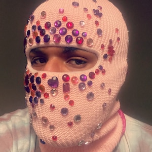 Bedazzled Baclava, rhinestone ski mask, glittered mask, Uzi Mask, Spiked ski mask undercover mask, Sheisty