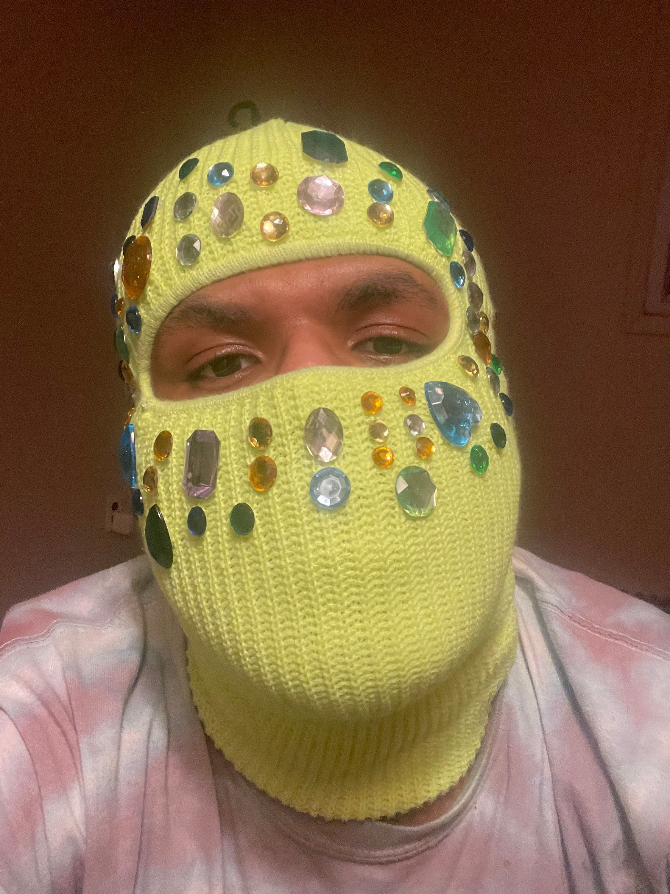 Bedazzled Baclava, Rhinestone Ski Mask, Glittered Mask, Margiela Type