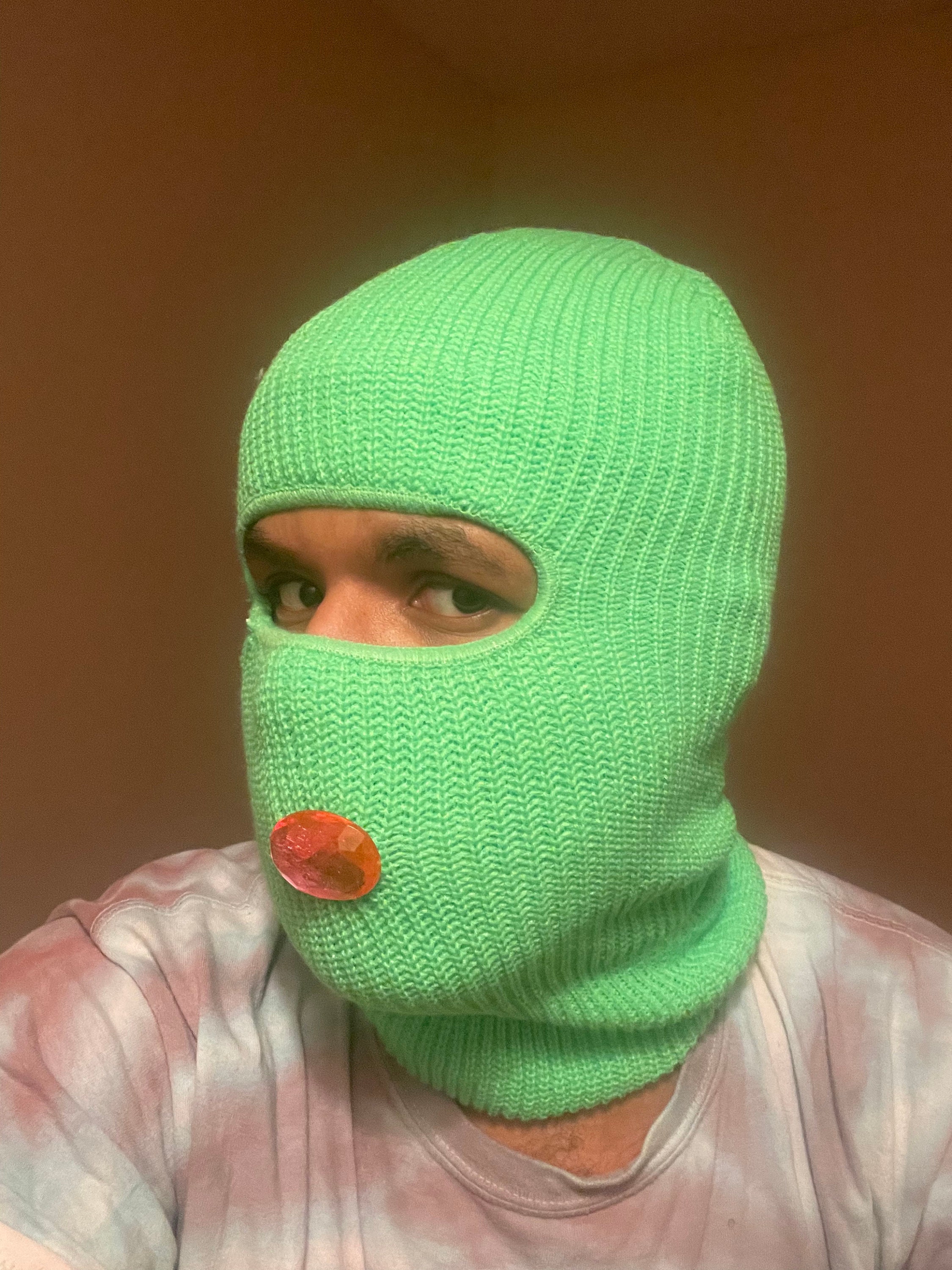 Bedazzled Baclava, Rhinestone Ski Mask, Glittered Mask, Margiela Type