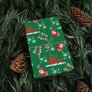 Santa Sprint Auto Geschenkpapier, Weihnachts-Geflügelautos Geschenkpapier, Weihnachtsrennen Papiere