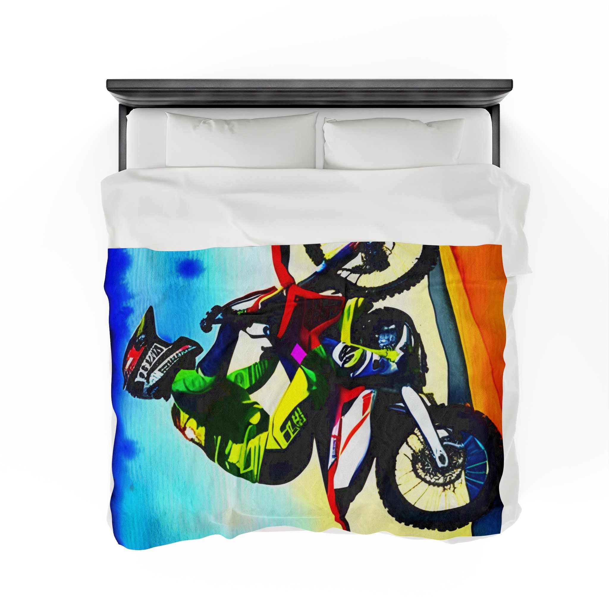 Dirt Bike, Dirt Biking, Motor Sports Blankets, Motocross Throw, Race Bedding, Velveteen Plush