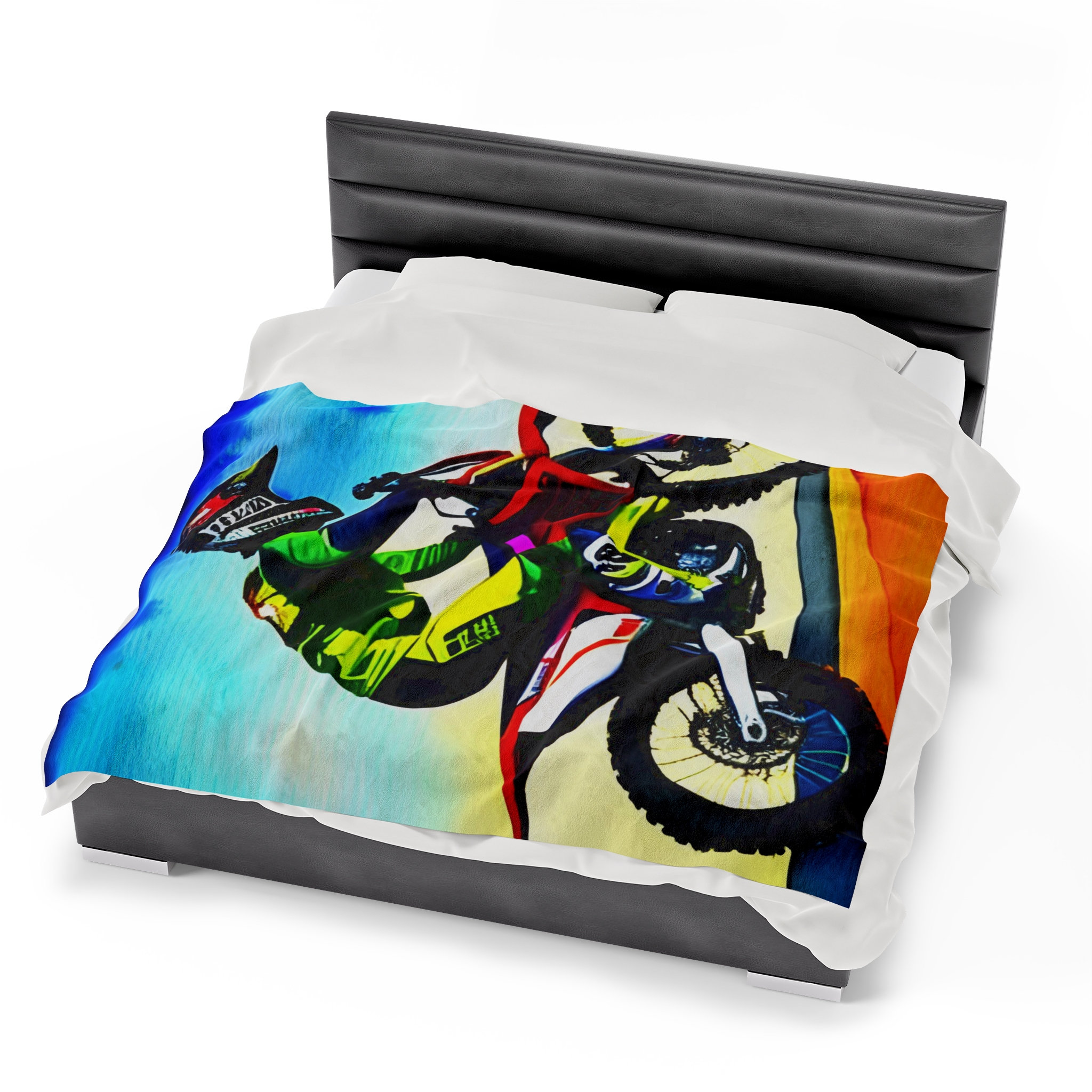 Dirt Bike, Dirt Biking, Motor Sports Blankets, Motocross Throw, Race Bedding, Velveteen Plush