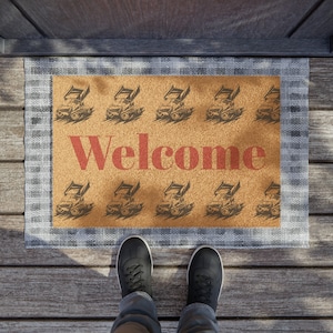 Sprint Car Front Porch Doormat, Winged Cars Welcome Mat, Fun Welcoming Rug