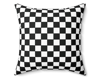 Checkered Throw Pillow, Racing Pillows, Racetrack Home Decor, Kids Room, Man Cave, Game Rooms