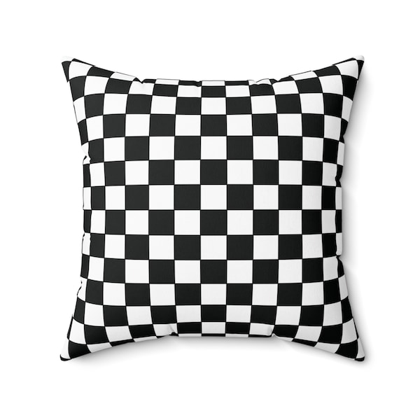 Checkered Throw Pillow, Racing Pillows, Racetrack Home Decor, Kids Room, Man Cave, Game Rooms