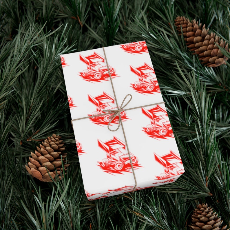 Winged Sprint Car Gift Wrapping Paper, Racing Gift Wrap, Christmas Holiday Gifting Papers image 7