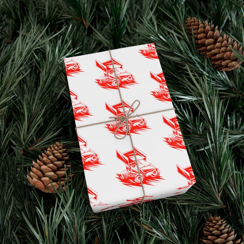 Winged Sprint Car Gift Wrapping Paper, Racing Gift Wrap, Christmas Holiday Gifting Papers image 5