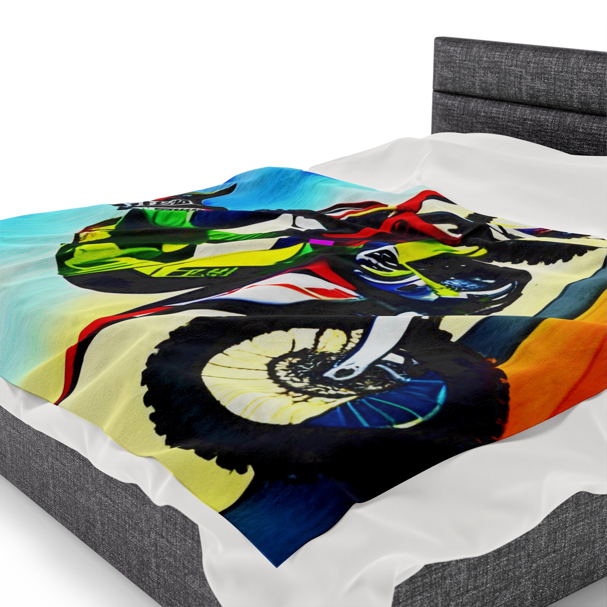 Dirt Bike, Dirt Biking, Motor Sports Blankets, Motocross Throw, Race Bedding, Velveteen Plush
