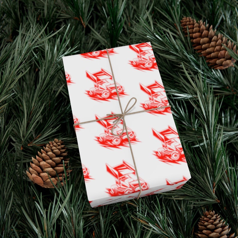 Winged Sprint Car Gift Wrapping Paper, Racing Gift Wrap, Christmas Holiday Gifting Papers image 10