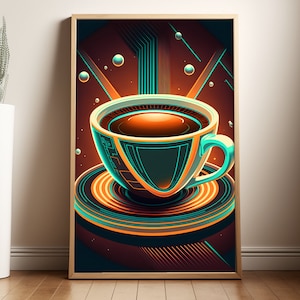 Coffee Poster, Art Deco Wall Art, Coffee Bar Art, Art Deco Poster, Coffee Lover Gift, Kitchen Decor, Cafe Decor, Kitchen Wall Art, Cafe