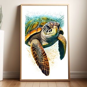 Sea Turtle Wall Art, Ocean Decor, Wildlife Poster, Beach House Decor, Coastal Decor, Marine Life Poster, Beach Wall Art, Ocean Art