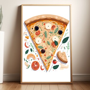 Boho Style Pizza Poster, Kitchen Poster, Boho Decor, Pizza Lover Gift, Pizza Art, Kitchen Decor, Food Art, Foodie Gift, Kitchen Wall Art