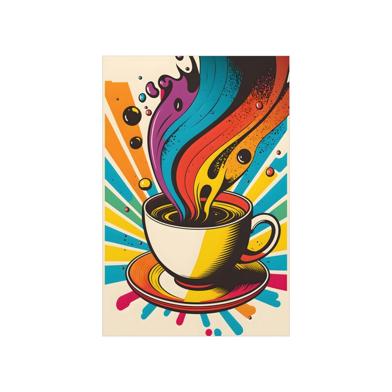 Coffee Wall Art, Retro Pop Art, Colorful Illustration, Vintage Poster