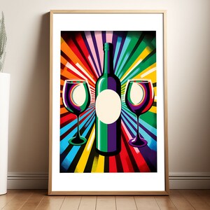 Retro Pop Art Wein Poster, Wein Wand Kunst, Wein Liebhaber Geschenk, Küchen Dekor, Bar Kunst, Haus Bar Dekor, Buntes Wein Geschenk, Essen Poster, Dekor