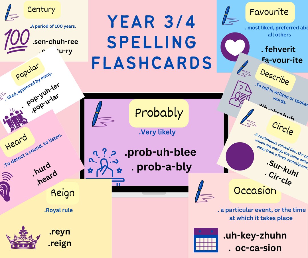 Spelling Flashcards Etsy