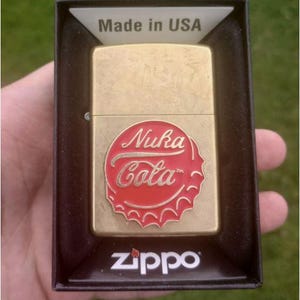 Custom Fallout Zippo Lighter – Brass Finish | Vault-Tec Gamer Gift | Refillable Windproof Lighter | Collectible Fan Art
