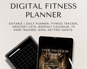 Planificador de fitness digital, planificador de fitness GoodNotes, diario de fitness, rastreador de fitness, planificador de ejercicios, planificador de iPad, planificador estético