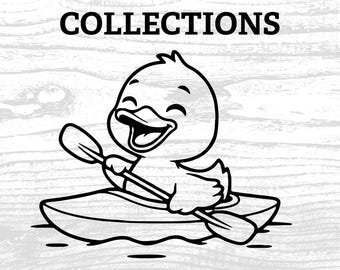 Pato en kayak PNG, clipart de dibujos animados (solo archivo digital)