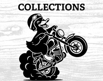 Archivo digital PNG de un pato en una minimoto