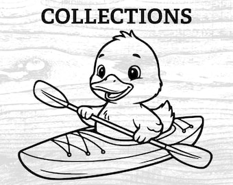 Pato en kayak PNG, clipart de dibujos animados (archivo digital)