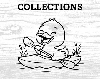 Pato en kayak PNG, clipart de dibujos animados (solo archivo digital)