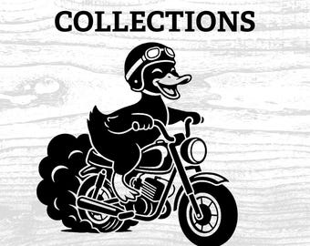 Archivo digital PNG de un pato en una minimoto