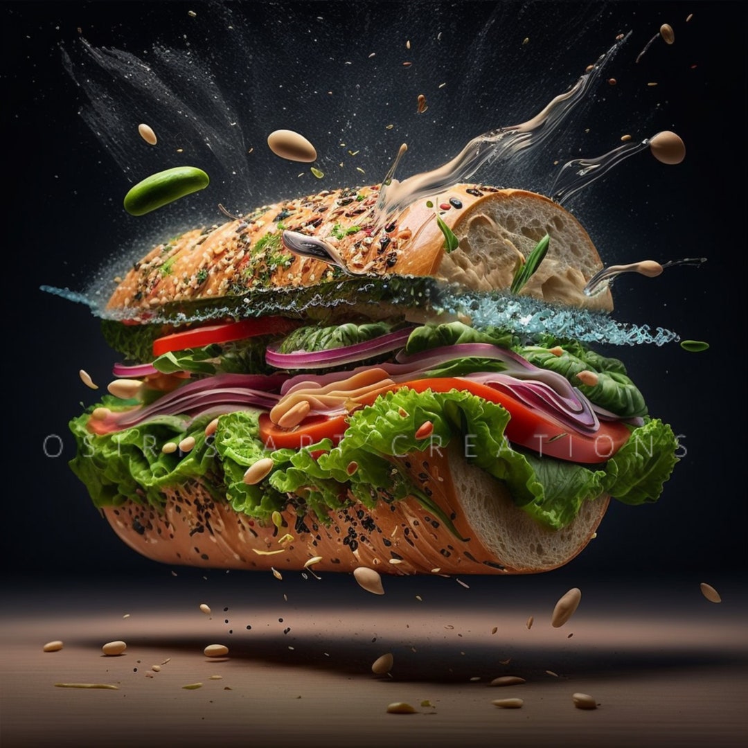 Printable Sandwich Art Poster Food Art Wall Art Digital Etsy