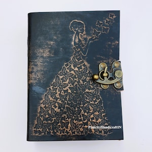 Diario in pelle goffrata angolare personalizzato vintage in vera pelle, diario con pagine a scacchi, regalo inciso personalizzato per donne e uomini, diario di viaggio