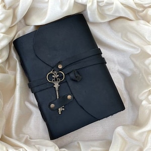 Vintage leather Journal - Lock Closure, Book of Shadows, Grimoire Journal, Travel Writing Notebook, 240 pages Antique Deckle Edge Paper