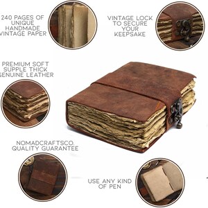 Diario in carta riciclata diario in pelle vintage, per appunti, quaderno, quaderno di schizzi, diario, libro fatto a mano, straccio riciclato al 100%, carta senza alberi