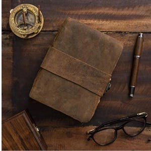 Vintage Leather Journal Recycled Paper Journal, For Notes, Notebook, Sketch book, Diary, Handmade Book, 100% Recycled Rag, Tree Free Paper