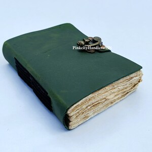 Vintage leather Journal - Lock Closure, Book of Shadows, Grimoire Journal, Travel Writing Notebook, 240 pages Antique Deckle Edge Paper