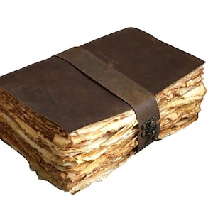 Diario rilegato in pelle vintage, diario con chiusura a lucchetto in ottone antico, diario con bordo frastagliato, libro delle ombre, quaderno per schizzi fatto a mano, diario Grimoire