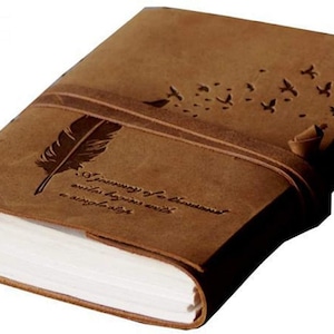 Diario in pelle personalizzato, quaderno in pelle personalizzato, diario in vera pelle fatto a mano, diario in pelle con bordo frastagliato vintage con stampa a foglia