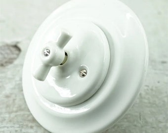 Retro Rotary Ceramic Light Switch, Electrical Ceramic Porcelain Switch Socket,  Loft Wall Light Switch, 2-Way Vintage Light Switch, Decor