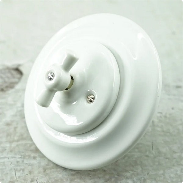 Retro Rotary Ceramic Light Switch, Electrical Ceramic Porcelain Switch Socket,  Loft Wall Light Switch, 2-Way Vintage Light Switch, Decor