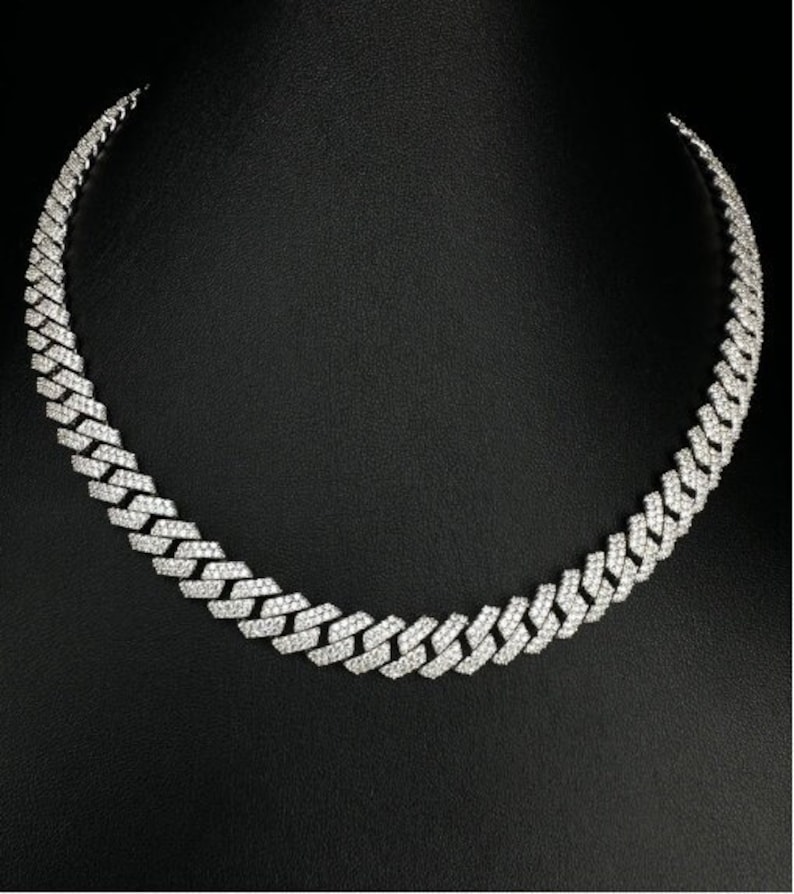 10MM Moissanite Prong Cuban Chain 925 Sterling Silver Chain Etsy