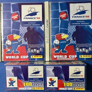 PANINI FRANCE 98 Trading Cards Unique Bundle: 1 International version set (100 cards) + 1 Japanese version set (120 cards) + 2 sealed boxes