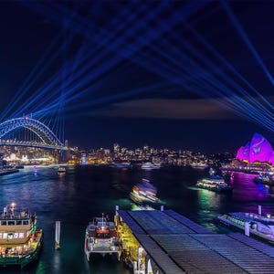 Vivid Sydney Harbour Lights: Iconic Landmarks on Large Canvas Wall Art Prints for Home and Office Décor