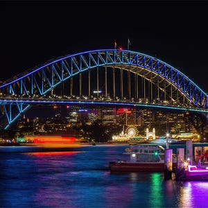 Vivid Sydney Harbour Bridge, Iconic Landmarks on Large Canvas Wall Art Prints for Home and Office Décor