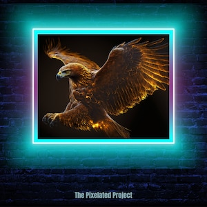 Golden Eagle in Flight: Digital Art Design | Digital Download | Desktop Wallpaper, Printable Art