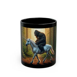 Bigfoot Riding Unicorn Mug: Whimsical Sasquatch Lover Gift