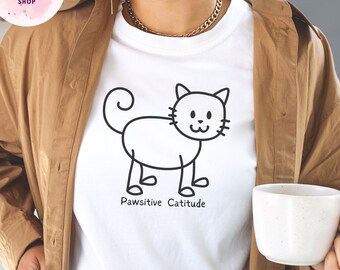 Camisa Pawsitive Catitude, Camisa amante de los gatos, Camisa de actitud positiva, Camisa de gato, Camisa de vibraciones positivas, Buenas vibraciones, Regalo para amantes de los gatos