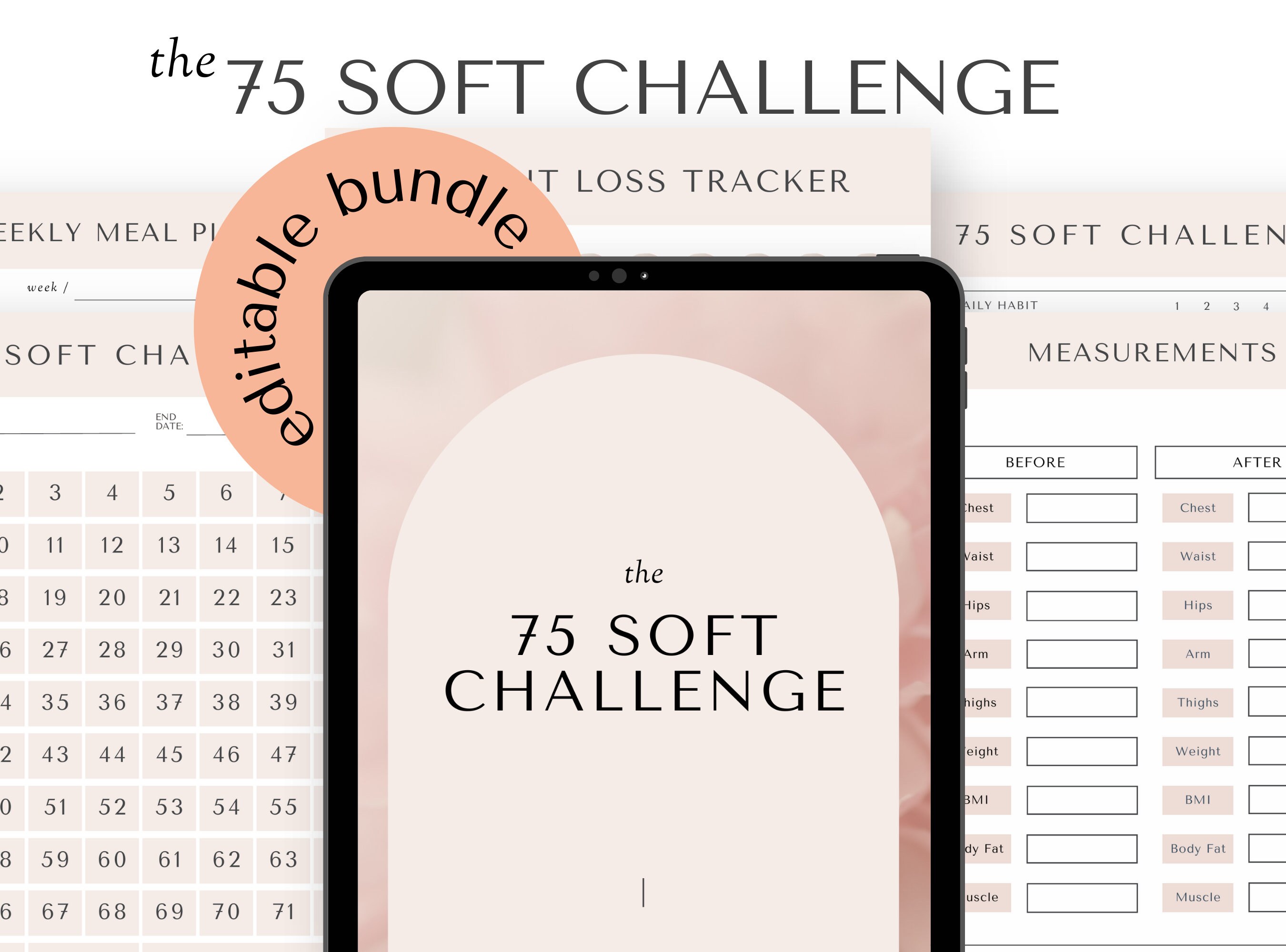 EDITABLE 75 Soft Challenge Tracker Bundle - Etsy