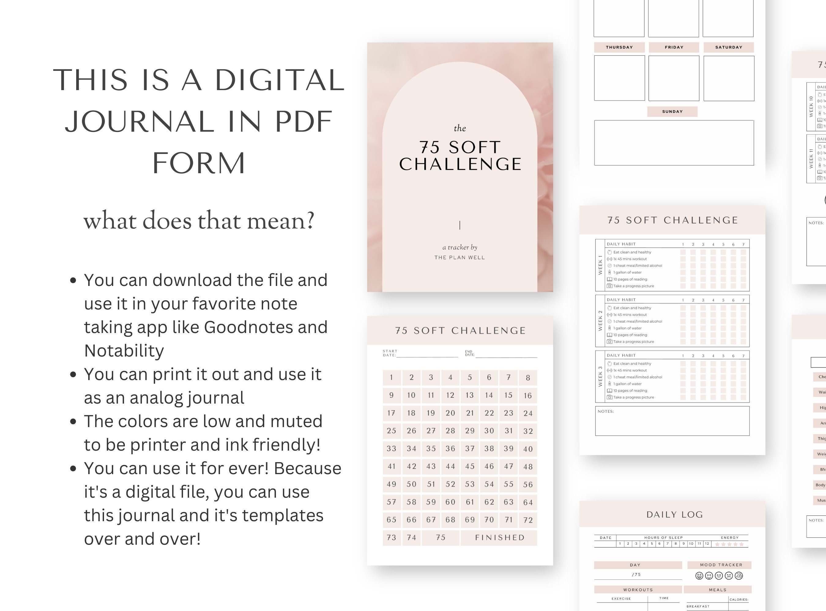 EDITABLE 75 Soft Challenge Tracker Bundle - Etsy