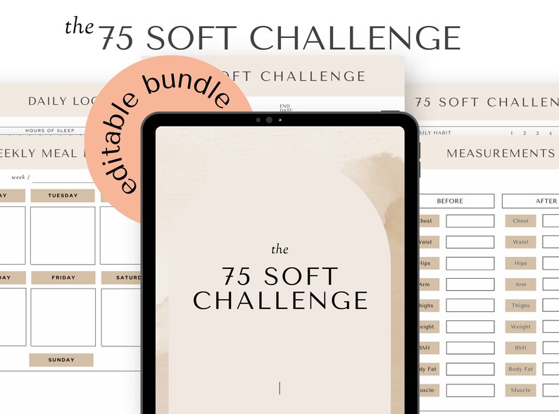 EDITABLE 75 Soft Challenge Tracker Bundle - Etsy