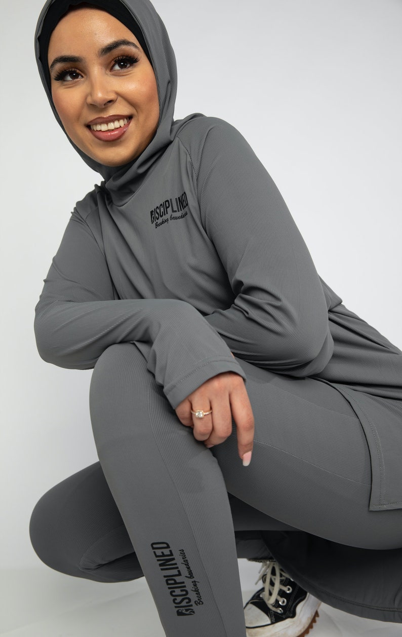 Modest Activewear/Swimwear Hoodie Essential Charcoal image 2